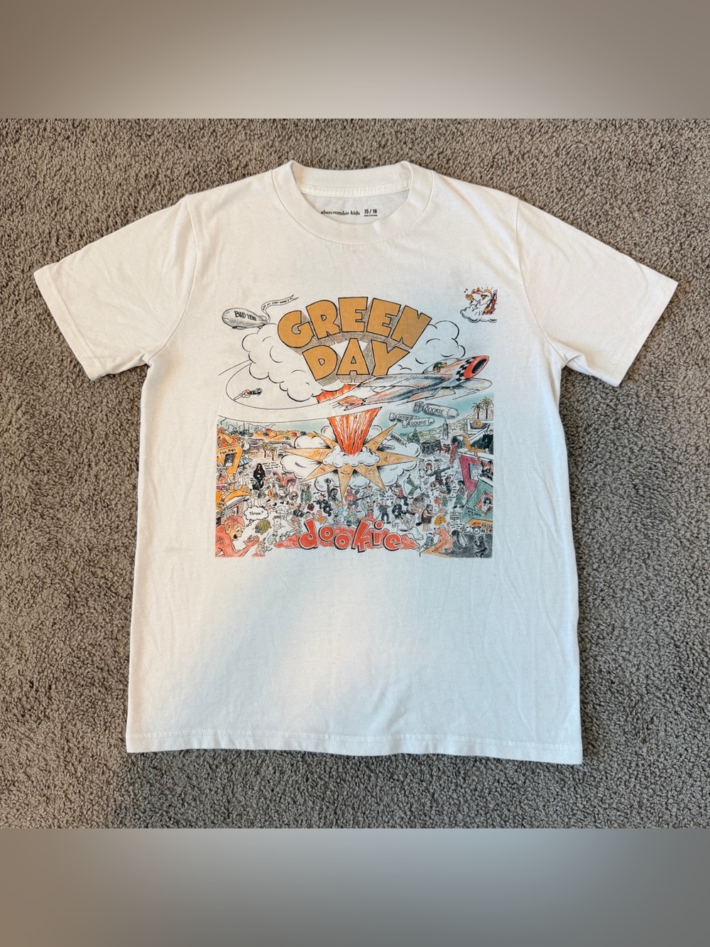 abercrombie kids White Green Day Dookie Adult XS-S Graphic Tee